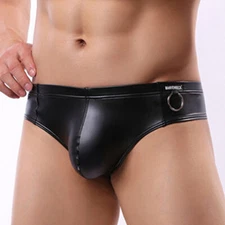 Sexy Men's Thongs G-string T-back Boxers Underwear Faux Leather Jockstrap M-XL