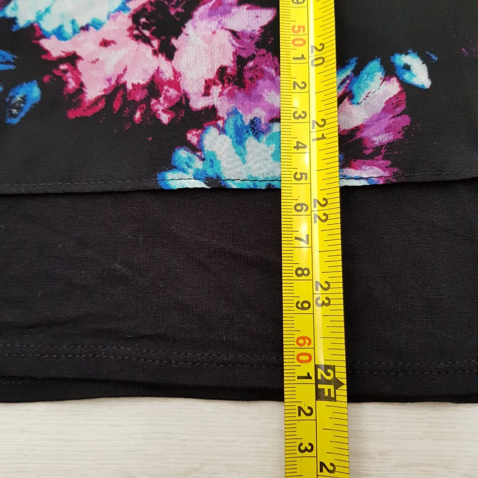BHS Summer Top Blouse Size 20 Petites Black Floral Stretch Cap Sleeve Casual - Image 4 of 4