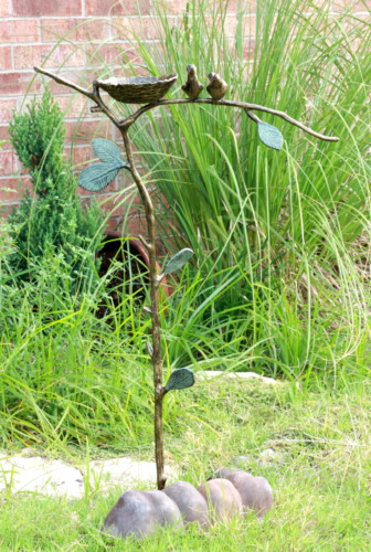 Romantic Lovebirds By Nest On Branch Twigs Aluminum Garden S