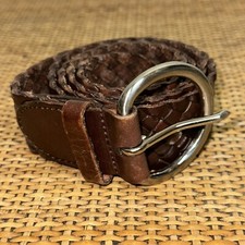 Vintage Talbots Womens Size Med Woven D Ring Leather Belt Brown Bohemian Y2K