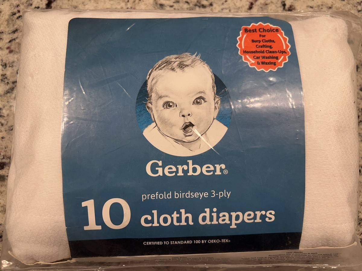 Gerber Cloth Diapers Birdseye PreFold 3-ply 14&quot; x 20&quot; White 10 