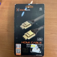 BLACKWEB PREMIUM HDMI CABLE, BLACK, 6 FT. *NEW