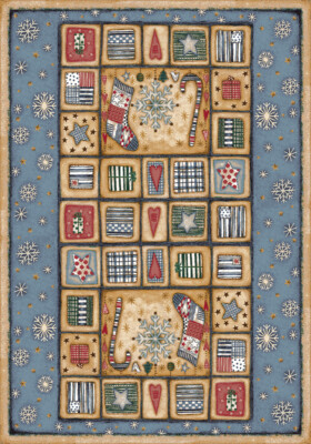 4x6 Milliken Patch Of Snow Bordered Snowflakes Area Rug - Approx 3'10''x5'4''