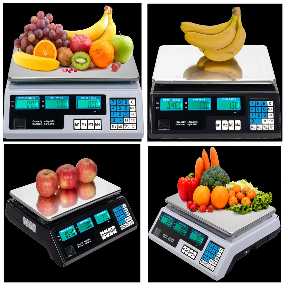 LEADZM 40kg/5g Digital Price Computing Scale for Market Vegetable Fruit Weigh UK