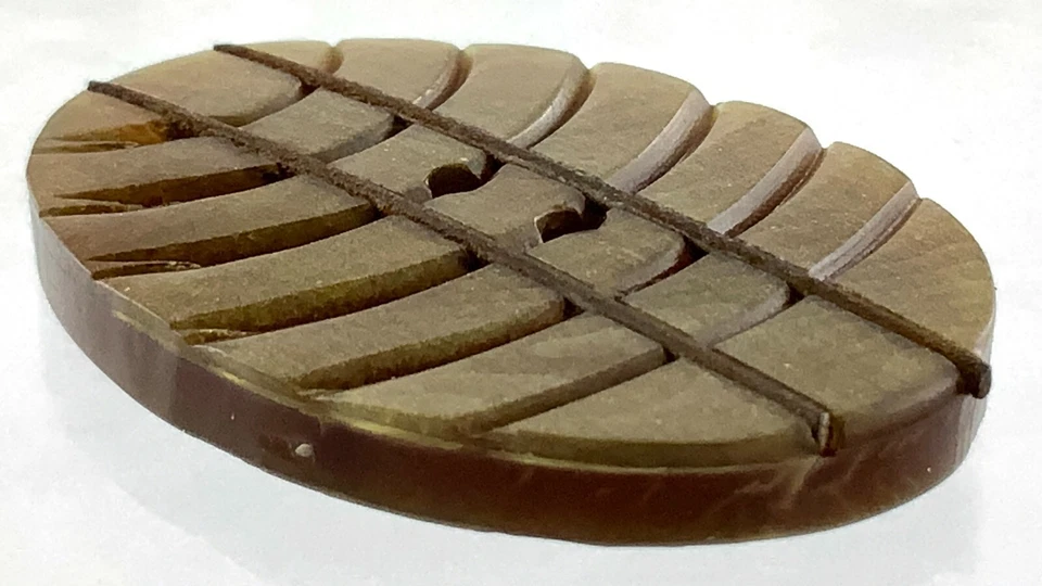 Vintage Carved Bakelite Brown Color Garment Button 1.3in Design Pattern 982A - Image 4 of 4