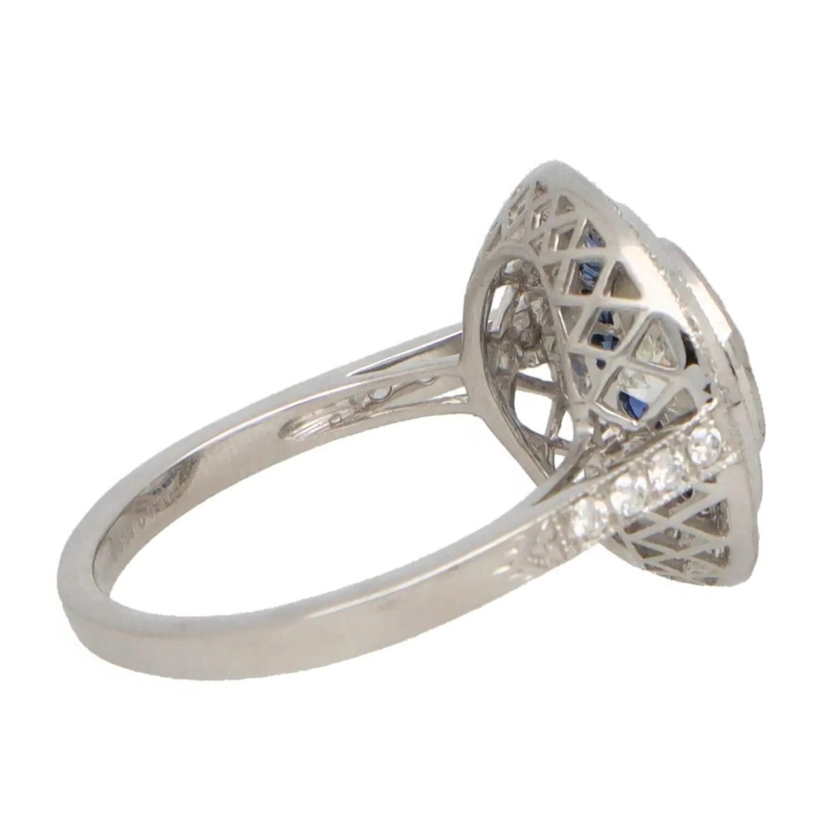 Bague art déco saphir diamants coussin - Bijoux anciens