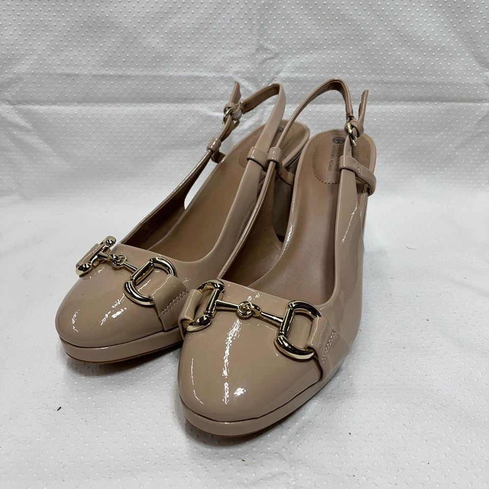 Giani Bernini Apriil Slingback Pumps Womens Size 8M Nude Memory Foam Block Heel - Image 2 of 4