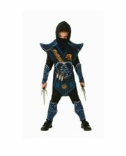 NEW Blue Battle Ninja Costume Halloween Boys Small 4-6 Shirt Pants Tabard Belt