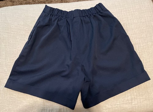 Vintage Halston Size 12 Cuffed Walking Shorts High Elastic Waist Pleated Navy - Picture 6 of 11
