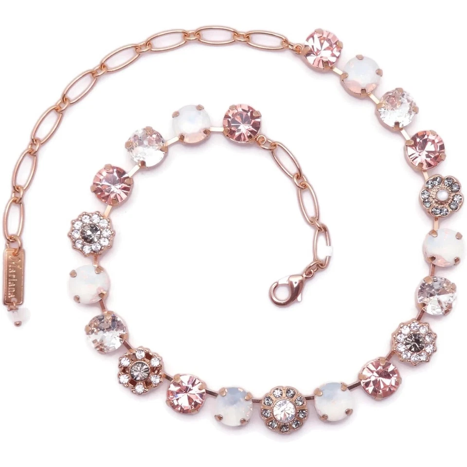Collar Mariana Ice Queen Oro Melocotón Gris Blanco Cristal Mezcla Flor 1154 Nuevo con Etiquetas Foto 3 de 3