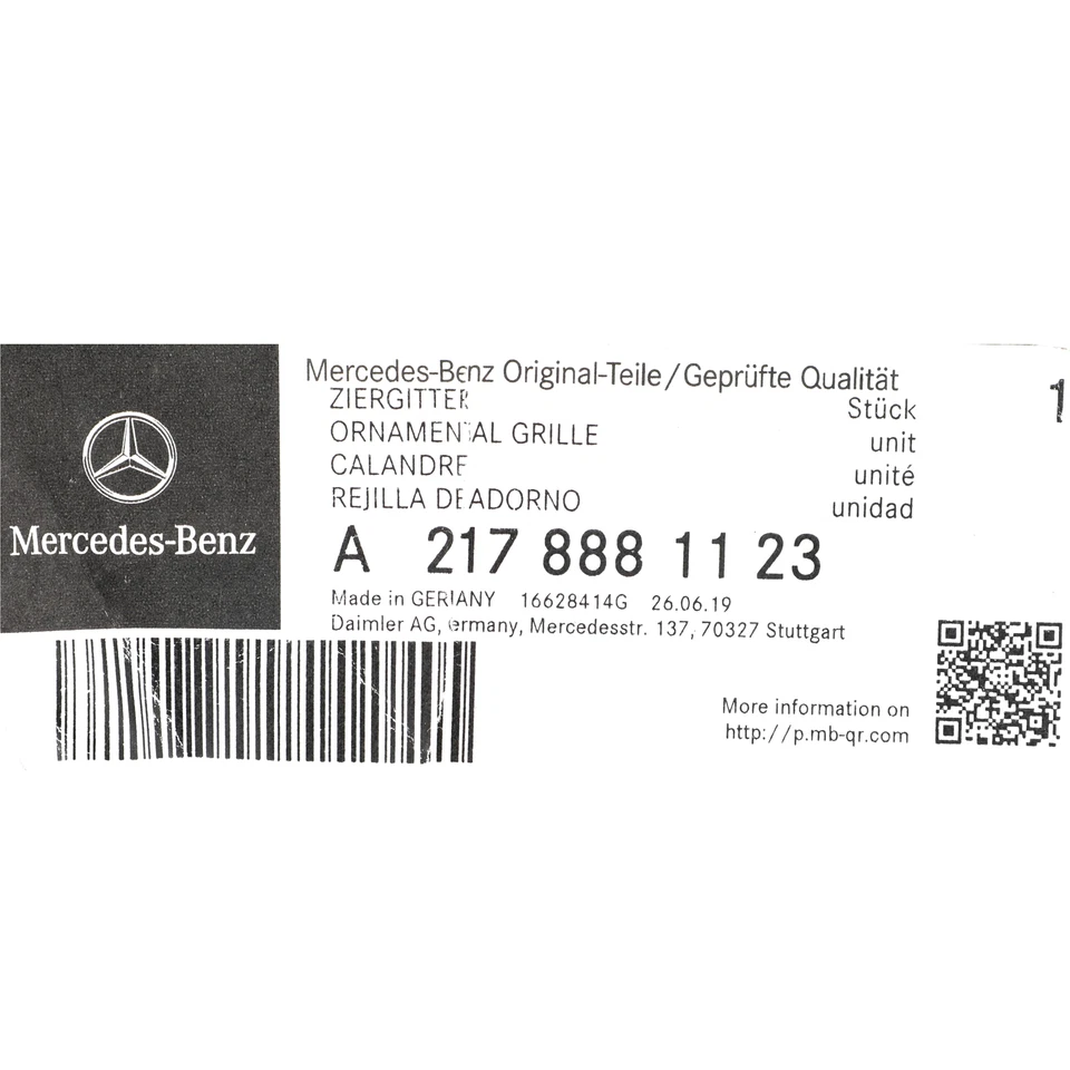 Rejilla original Mercedes-Benz S63 S65 AMG 2015-2017 217-888-11-23 Foto 4 de 4
