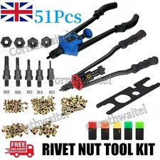 51pcs Professional Hand Nut Tool Riveter Rivnut Gun Kit Mandrels Repair M3-M8