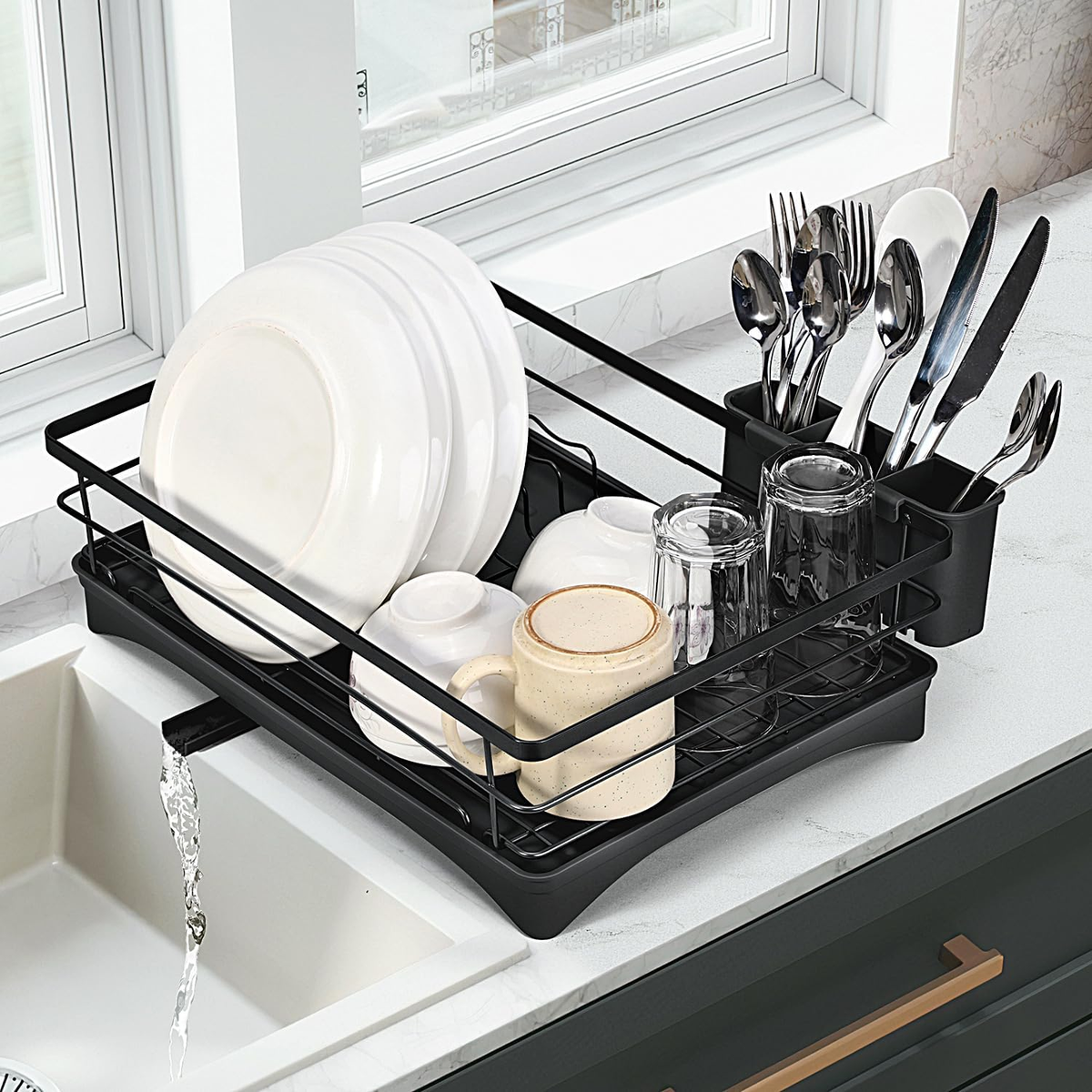 Sink Matte Black Dish Rack Drip Tray In Sink Dish Rack Ikea