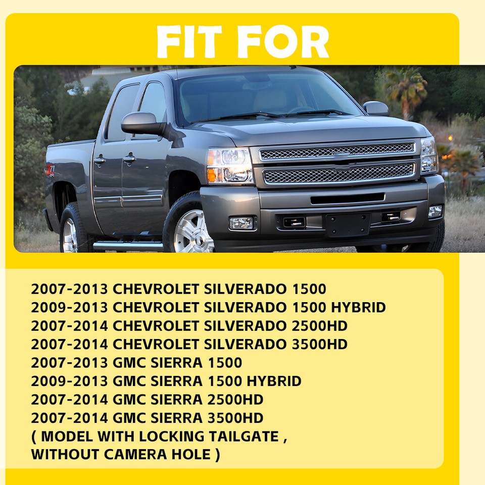 Tailgate Handle Lock Kit For 2008-2014 Chevy Silverado & GMC Sierra 1500/2500/3500 - Black, SAVYSPEDY