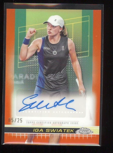 2024 Topps Chrome Tennis Iga Swiatek Orange Refractor Ref Auto Autograph /25
