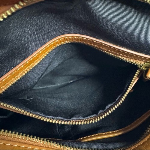 Joelle Hawkens camelbraun Leder Medium Satchel Handtasche Reißverschluss Boho - Bild 3 von 12