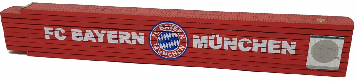 Produktbild von FC Bayern München Zollstock 2 M Aus Buchenholz – Roter Gliedermaßstab Mit „Mia San Mia“-Schriftzug, Fanartikel Für Heimwerker