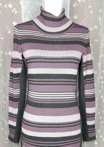 Etcetera PURPLE GREY KNIT TURTLENECK LONG SLEEVE Winter boot DRESS Womens Small