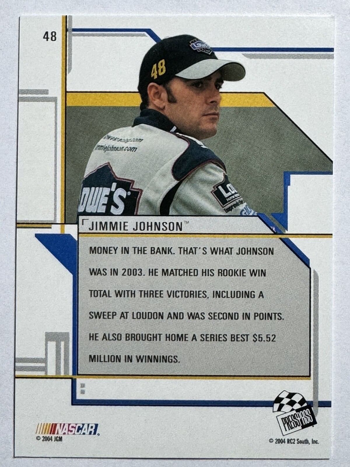 Jimmy Johnson Rookie Card 2004 Press Pass Eclipse - Zenith Jimmie Johnson #48 for sale online | eBay