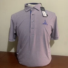 Greyson Saranac Mens Medium or Large navy Feeder Stripe Golf Polo Shirt New Nwt