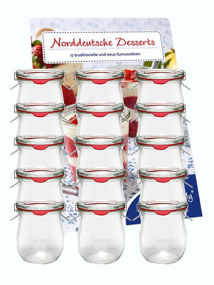36 Weck Gläser 220 ml Deckel Gummi Klammer Marmeladengläser Einmachglas Glas