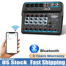 6Channel Live Audio Mixer Bluetooth USB DJ Sound Mixing Console Amplifier Studio