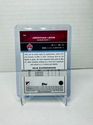 2023 Topps Chrome JONATHAN LEWIS Green Lava /99 #70 Rapids - Picture 2 of 2