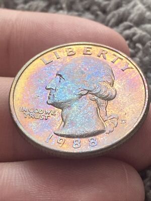 1988 D Washington Quarter Actual Coin One-of-a-kind Unique Rainbow