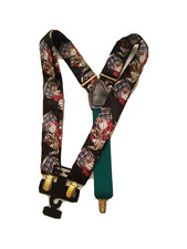 CAS Germany Mens Suspenders Santa Window List Adjustable Blue Green Excellent
