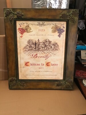P. Gladding ''Chateau La Claire 1672'' Vineyard Print In Metal Frame 23  x 27 