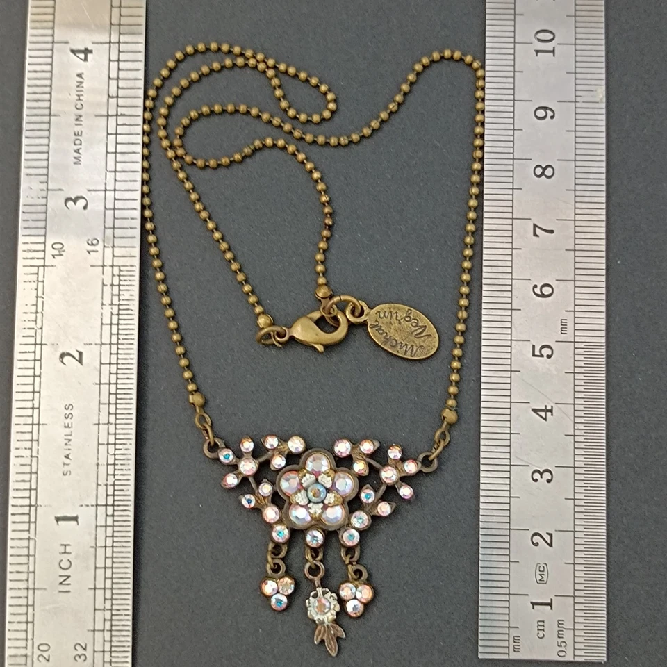 Collar Michal Negrin AB Cristal Floral Babero Shabby Chic Vintage Blanco Romance Foto 4 de 4