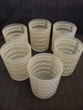 Set Of 6 Georges Briard Frosted Cocktail Glasses Signed 22K Gold And White