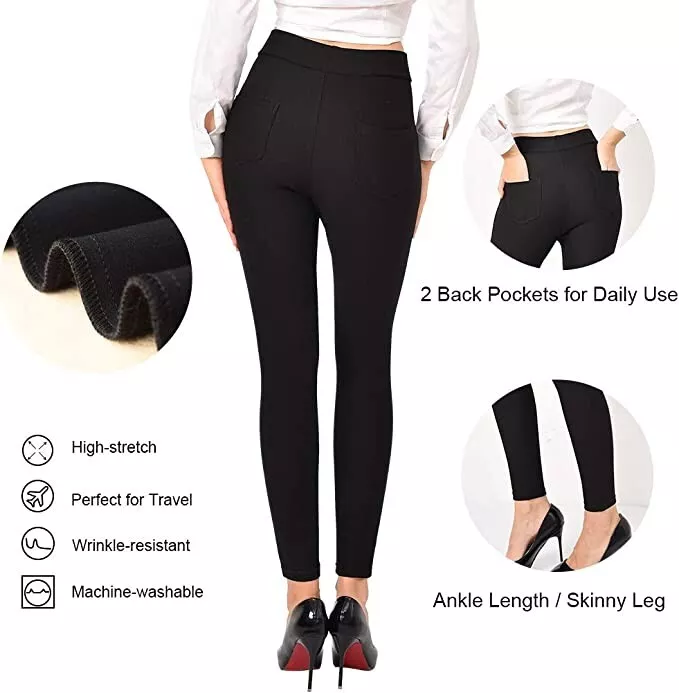 Black Women's XL Ginasy Dress Pants Business Casual Leggings Trousers Work  Pull