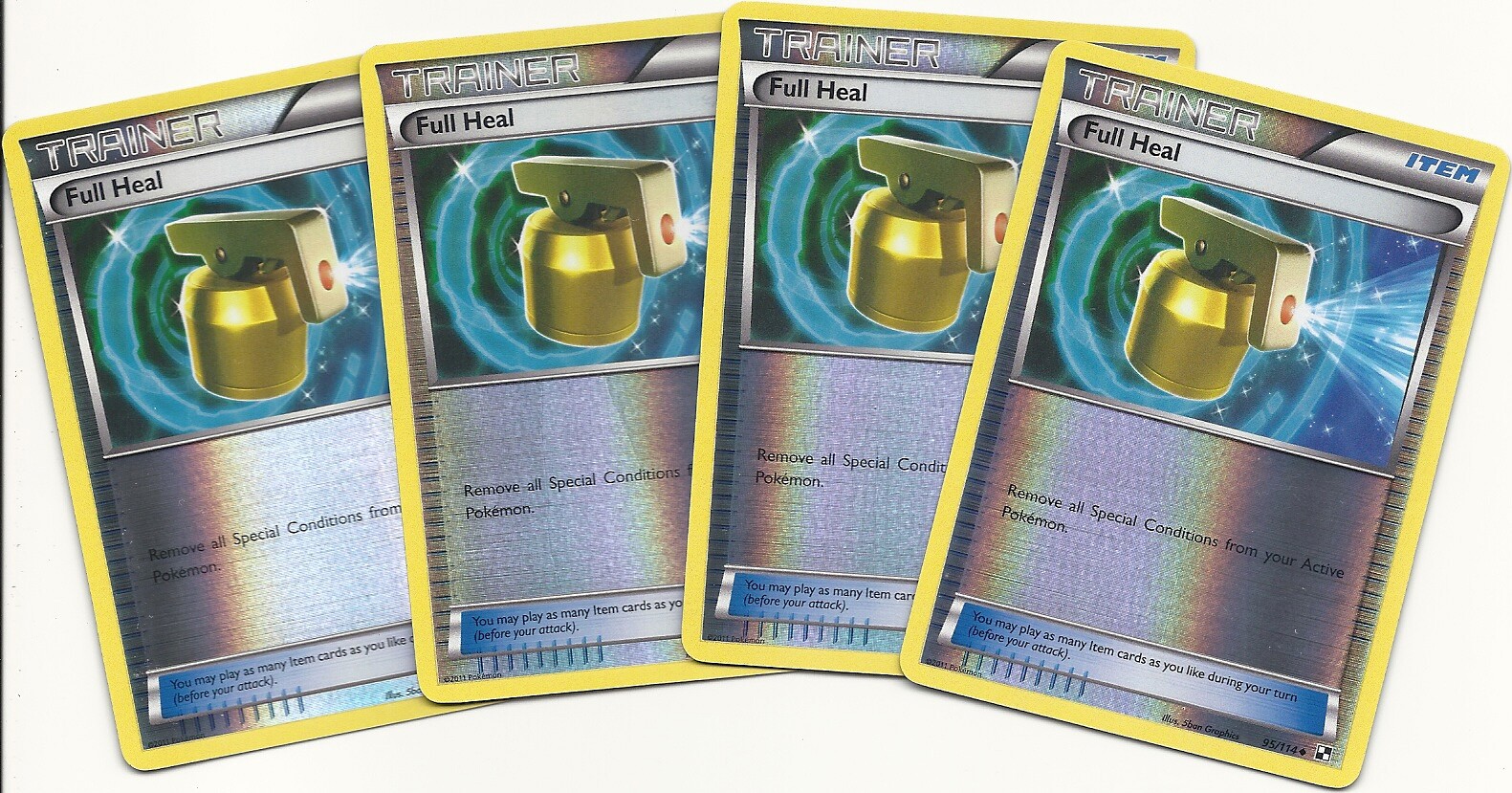 4 FULL HEAL 95/114 BLACK & WHITE Pokemon Card REV HOLO PLAYSET 2011 RELEASE NM/M