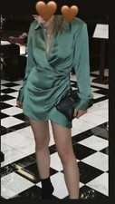 ZARA GREEN DRESS SATIN EFFECT  WRAP DRESS SIZE M  BNWT 💙