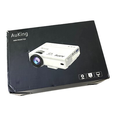 AuKing Mini Projector, 9500 Lumens, 1080p Compatible HDMI TV Stick Roku/Fire