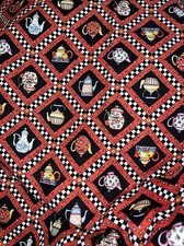 Mary Engelbreit 2006 Cranston Checkered Tea Pots Florals Cotton by the HALF YARD