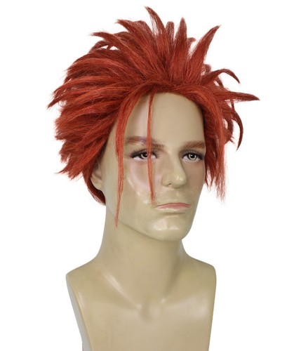HPO Adult Men's Fantasy Game Orange Ponytail Spiky Wig, Perfect for Halloween - Picture 6 of 9