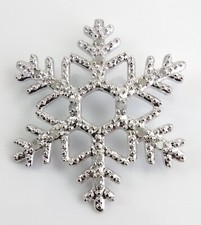 Sterling Silver Natural Diamond Christmas Snowflake Winter Pendant FZ
