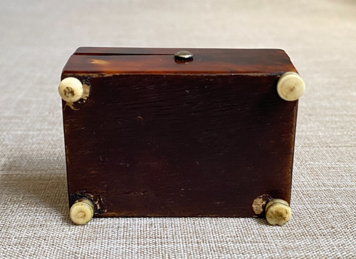 Antique c1815 Georgian Mini Faux Tortoiseshell Casket Patch Box Bone Feet - Picture 17 of 21