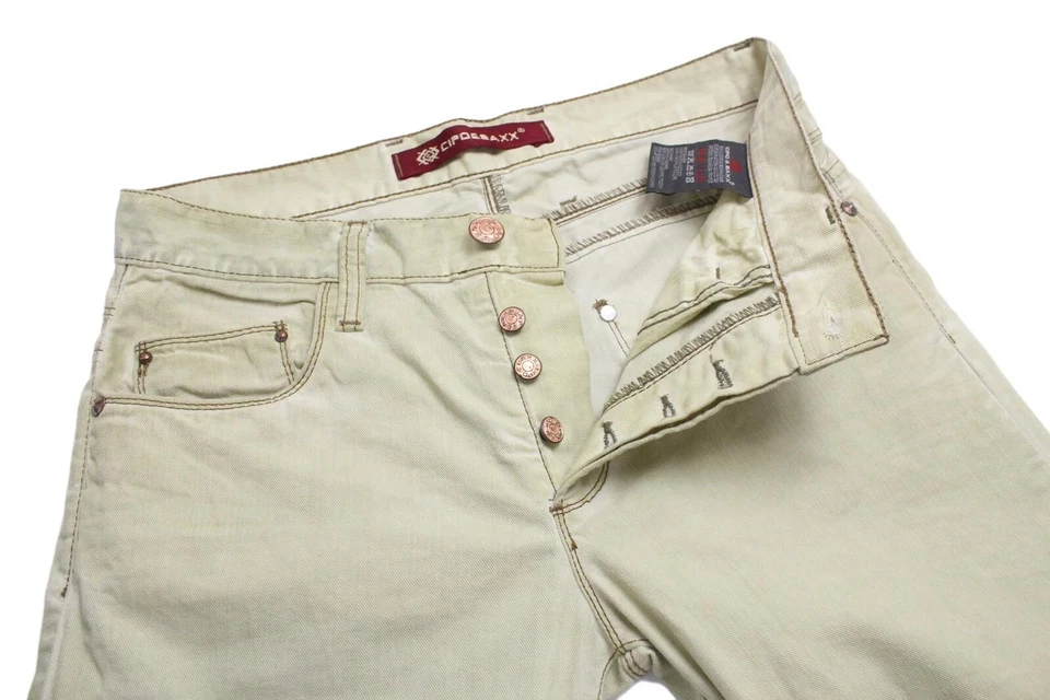 Pantalones de mezclilla para hombre CIPO & BAXX C-945 W30/L32 calce ajustado botón aspecto envejecido Foto 4 de 4