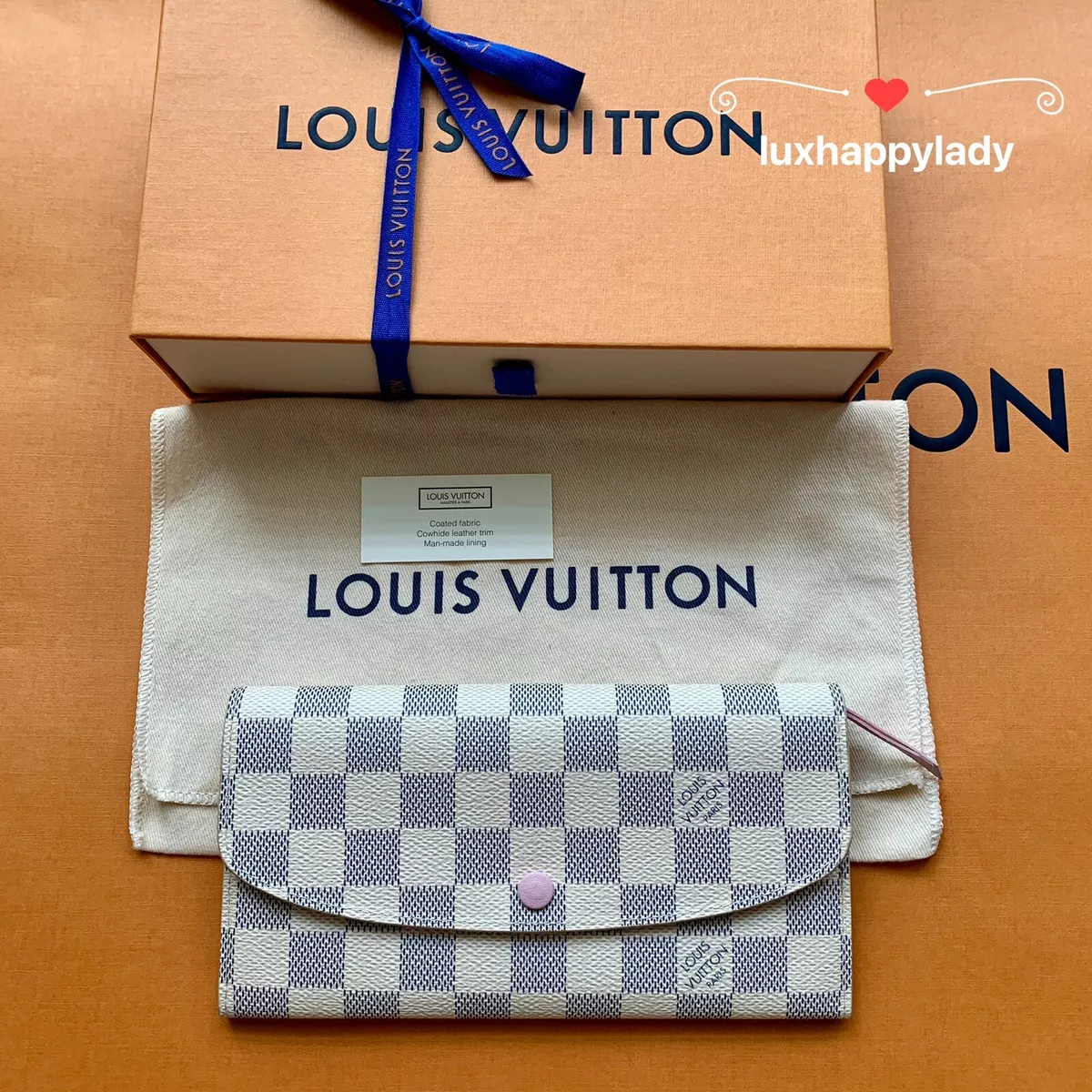 vuitton emilie wallet damier azur