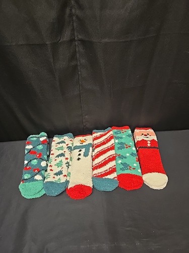 6pc Set Christmas Fuzzy Holiday Socks Women's Micro Fiber
