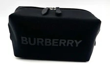 New! Burberry  Logo Clutch Toiletry Bag Cosmetic Pouch Travel Case  ~ Black