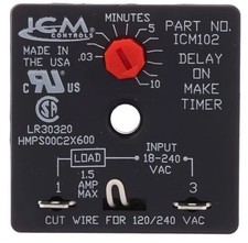 Time Delay Relay: On Delay, Delay On Make Relay, 1.5 sec to 600 sec, 18 to 240V