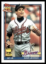 Dave Justice 1991 Topps #329 Atlanta Braves MLB READ FREE SHIPPING AutographDen