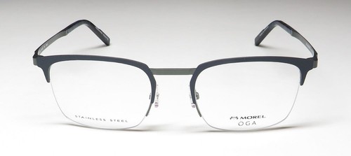 NEW OGA 10157O EYEGLASS FRAME 56-22-155 SQUARE MENS BG12 METAL FRANCE BLUE - Picture 3 of 8