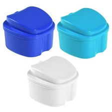 KISEER 3 Pack Colors Denture Bath Case Cup Box Holder White, Blue, Light Blue