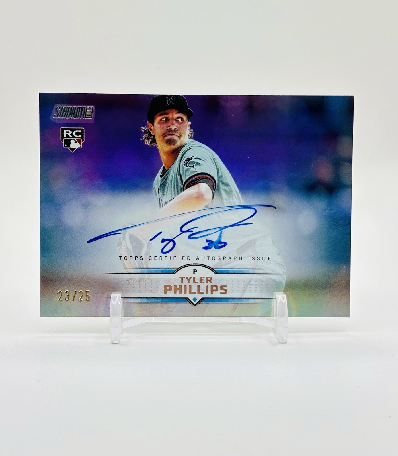 Tyler Phillips 2025 Topps Stadium Club Base Auto Rainbow Foilboard /25 RC KG