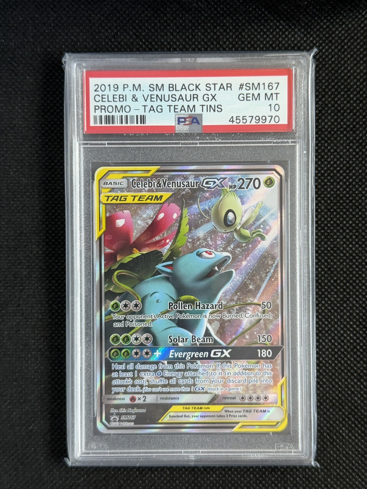 Pokemon Tag Team Black Star Promo Celebi & Venusaur GX SM167 PSA 10 Gem MT